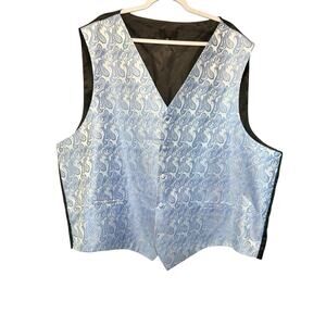 Brand Q Suit Vest Wedding Formal Men's 5XL Blue Paisley Tuxedo Groomsmen Party
